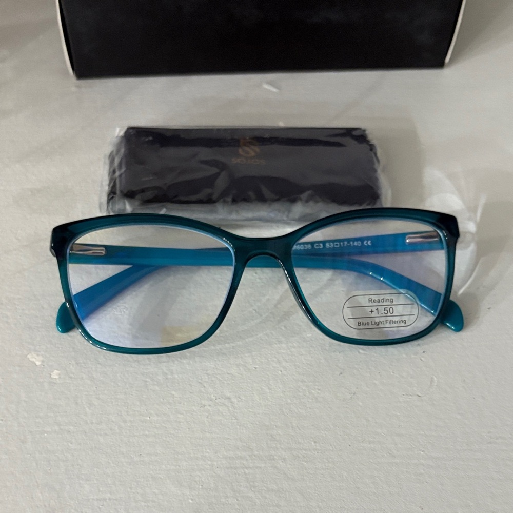 Sojos Crystal Green Reading Glasses +1.50